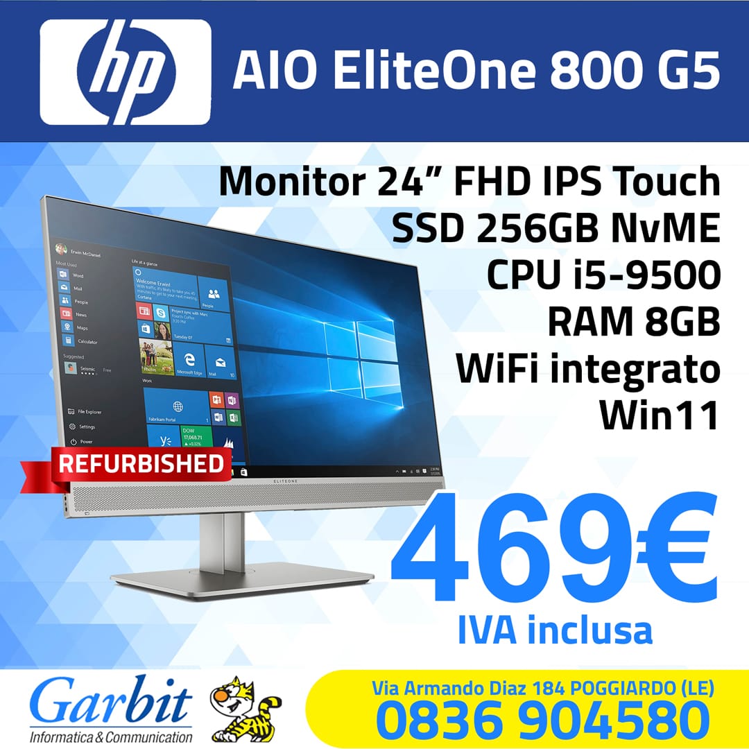 Offerta PC Refurbished AIO HP EliteOne 800 G5 – Garbit Srl Offerta PC Refurbished AIO HP EliteOne 800 G5 - Garbit Srl