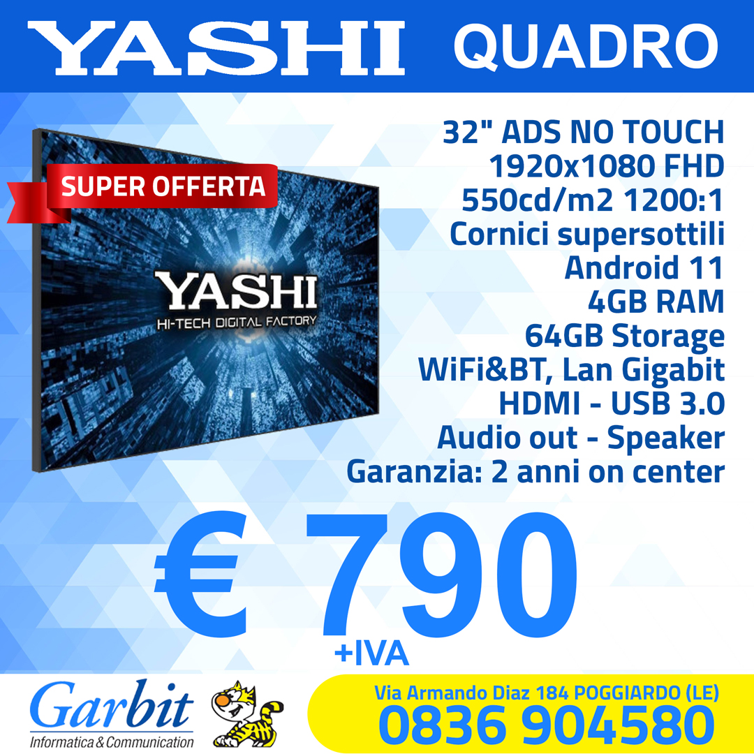 YashiQuadro-offerta Dahua - Digital board - Garbit Srl